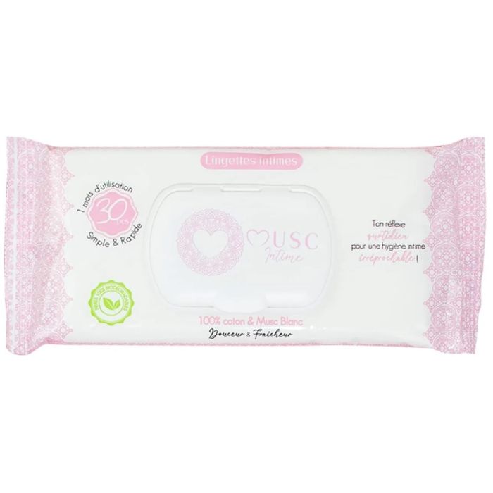 Lingettes Musc Intime Musc Blanc x30