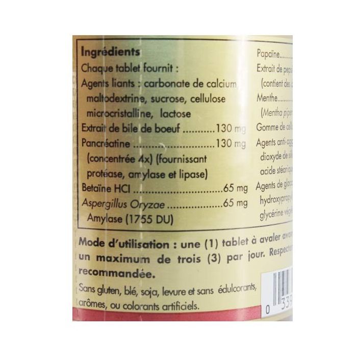 Solgar digestive enzymes 100 comprimes