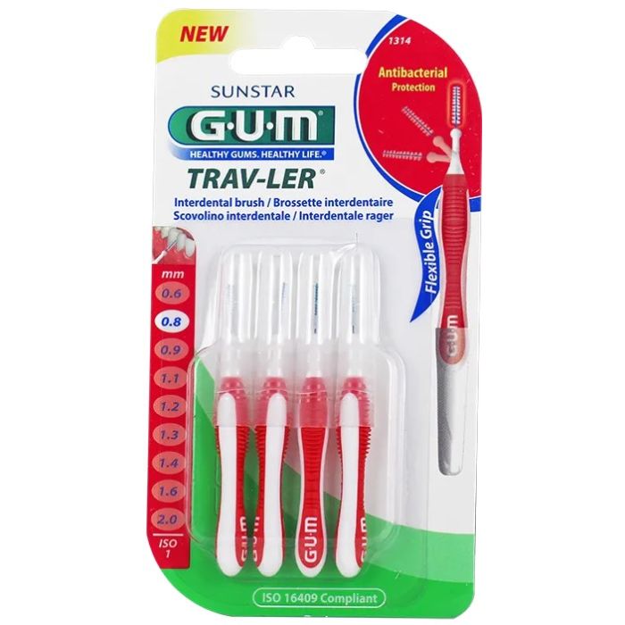GUM Trav-Ler Brossettes Interdentaires 1314: 0.8mm - 4 unités