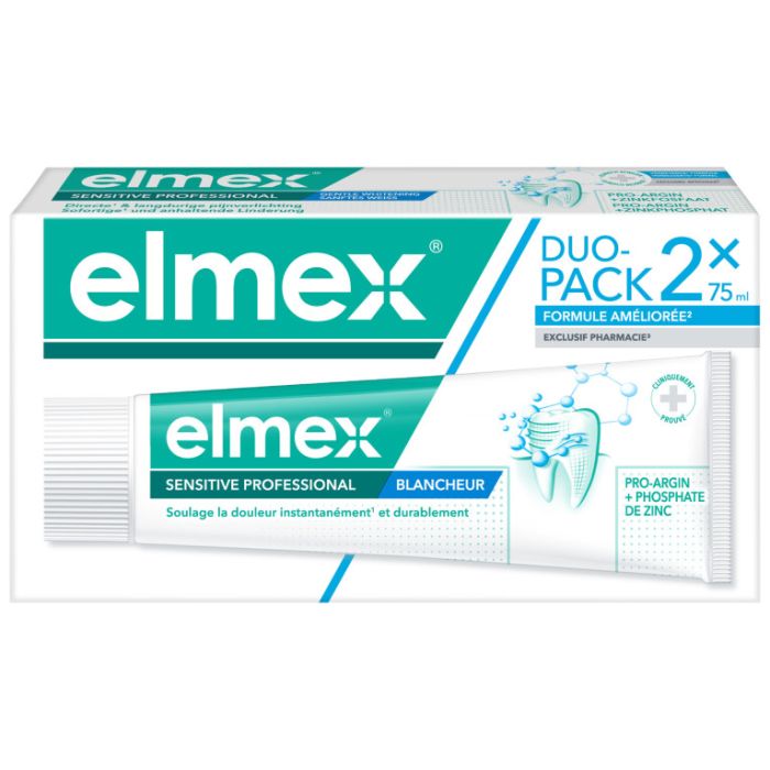 elmex sensitive dentifrice professionnal blancheur 2x75ml
