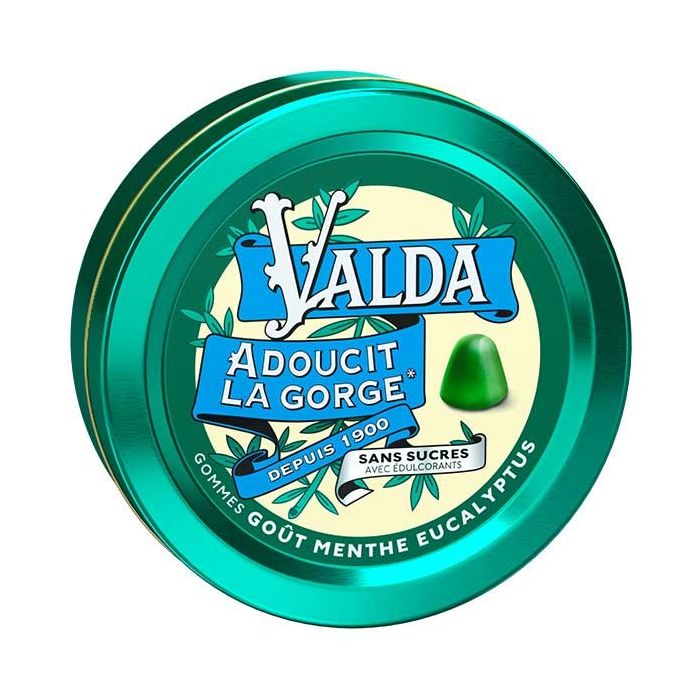 valda gommes sans sucres gout menthe eucalyptus 50g