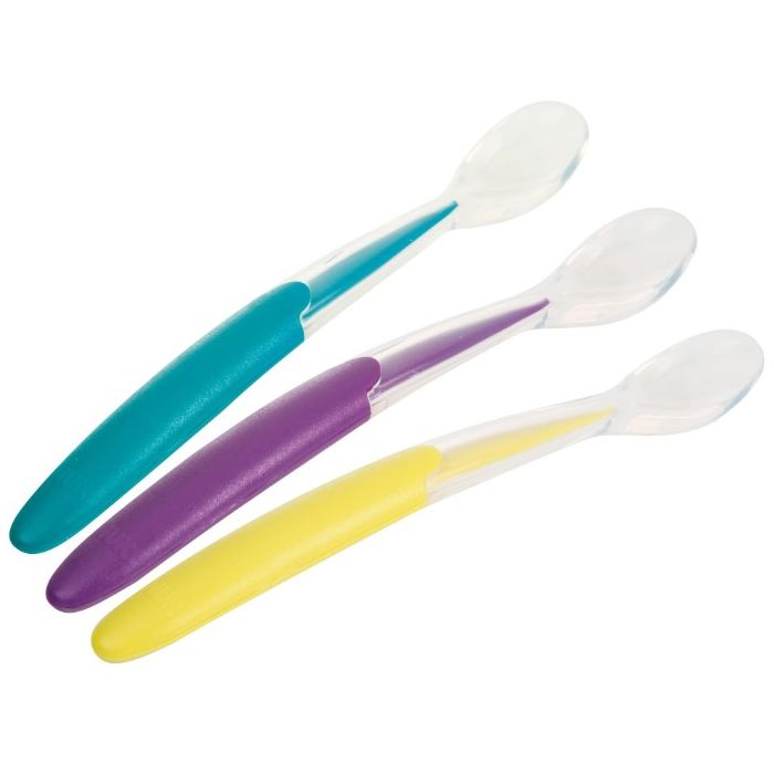Lot de 3 NUK Cuilleres Souple en Silicone +4m