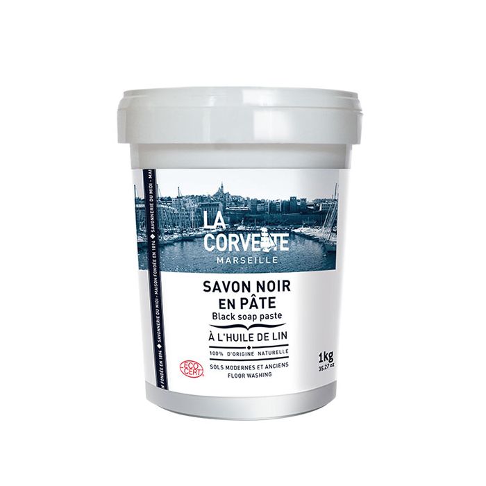 LA CORVETTE Savon Noir Écologique à l'Huile de Lin en Pâte 1kg