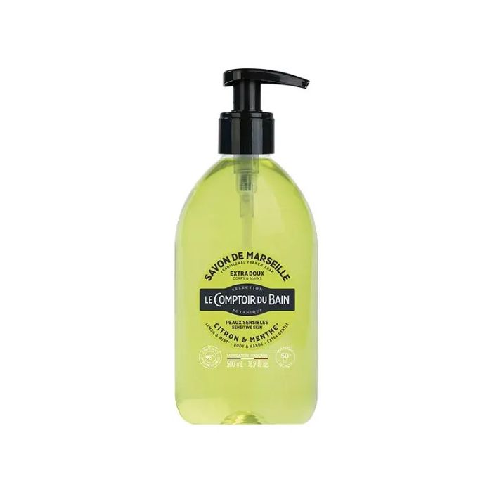 Citron-Menthe 500ml Savon Traditionnel de Marseille Le Comptoir du Bain