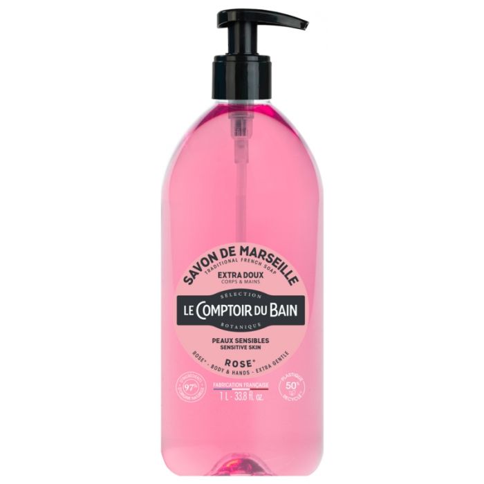 Rose Le comptoir du bain Savon de marseille 1L