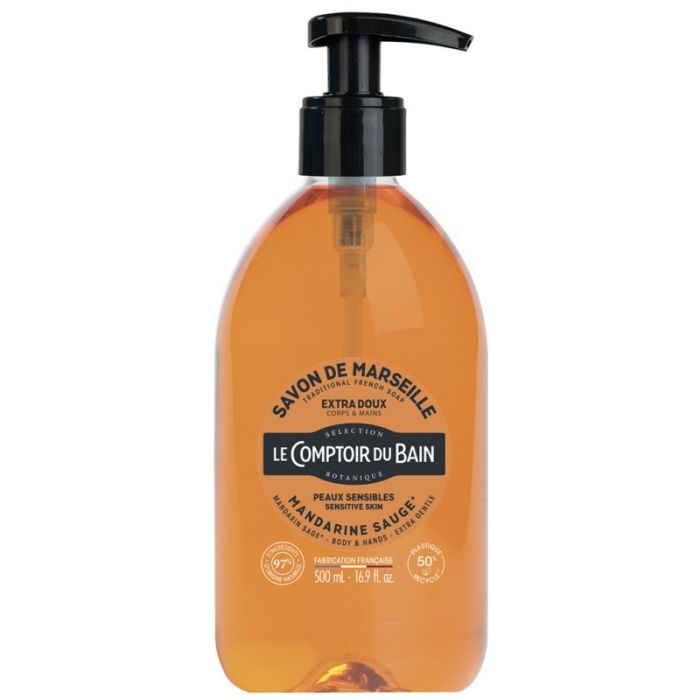 Mandarine Sauge 500ml Savon de Marseille Le Comptoir du Bain