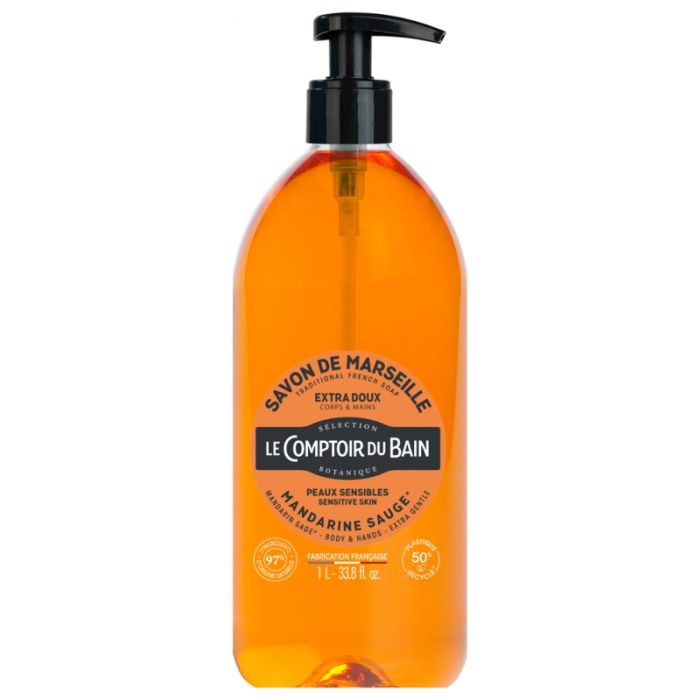 Mandarine Sauge 1L Savon de Marseille Le Comptoir du Bain