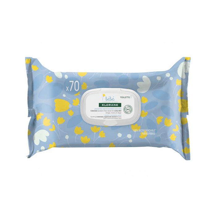 KLORANE Bébé Lingettes Nettoyantes Douceur 70 Lingettes