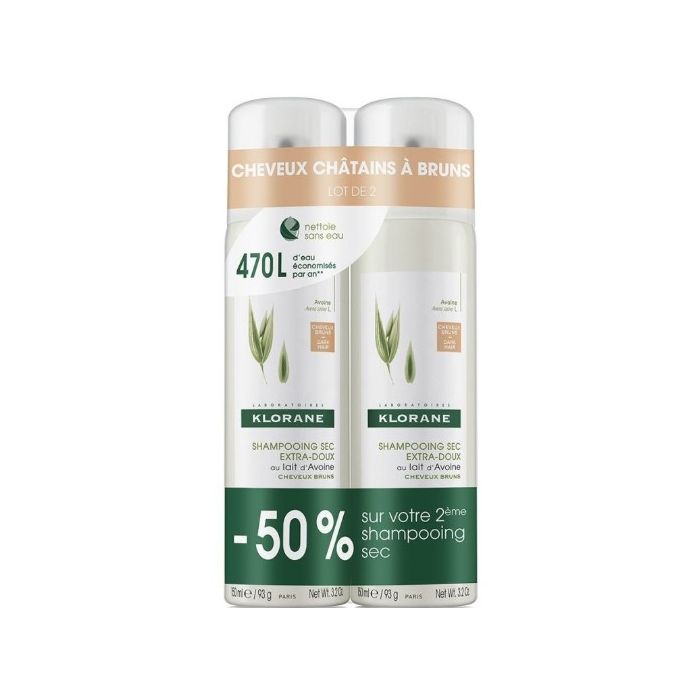 KLORANE Shampoing Sec au Lait d'Avoine 2x150ml
