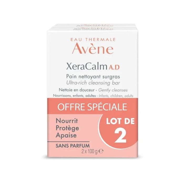 avene xeracalm ad pain nettoyant surgras 2x 100g