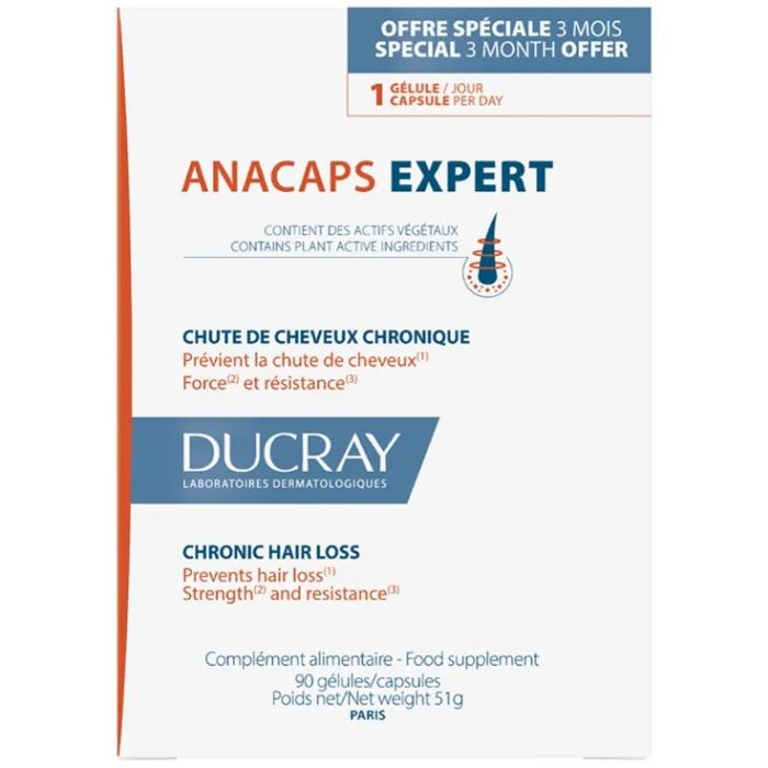 Chute de cheveux chronique 90 gélules Ducray Anacaps Expert