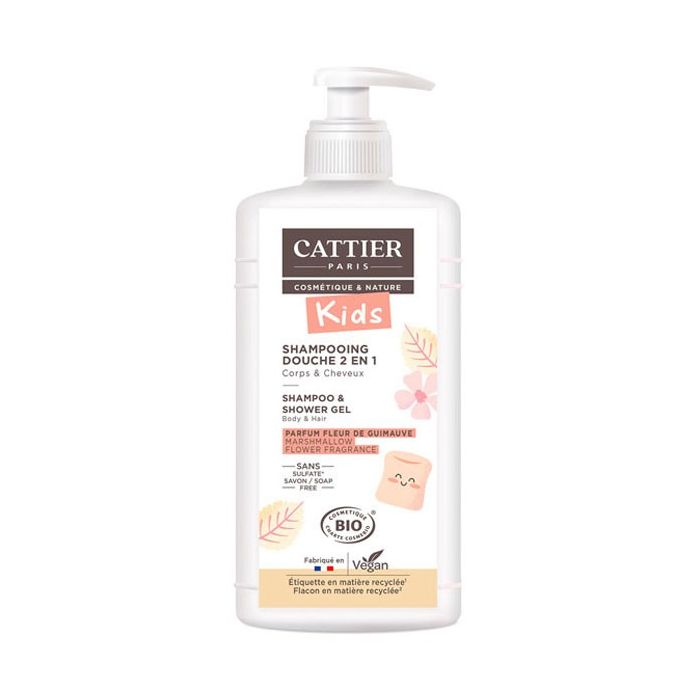 shampoing douche 2 en 1 fleur de guimauve bio Cattier kids 500ml