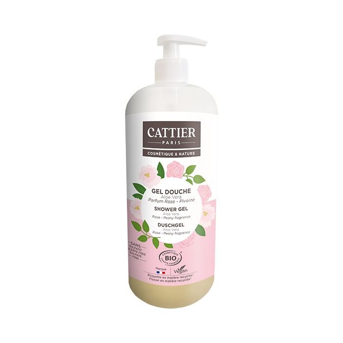 gel douche rose pivoine bio Cattier 1L