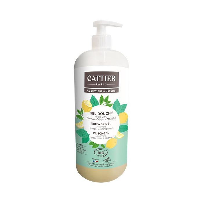 gel douche citron menthe bio Cattier 1L 