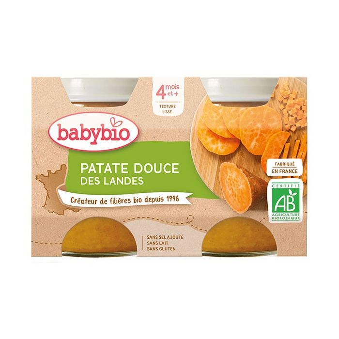 BABYBIO Patate Douce 4m+ Pots Bio 2x130g