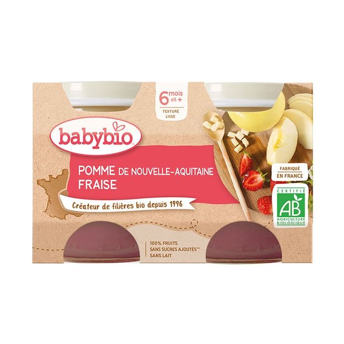 Compote Bio Pomme/Fraise pour Bébés - Babybio 6m+ - 2x130g