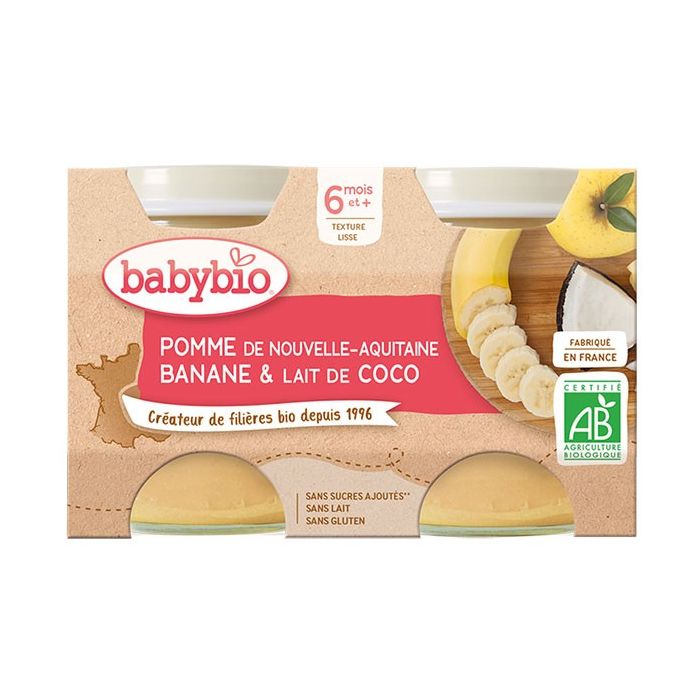 Pot Pomme/Banane/Lait de Coco 6 mois+ Bio - 2x130g BABYBIO