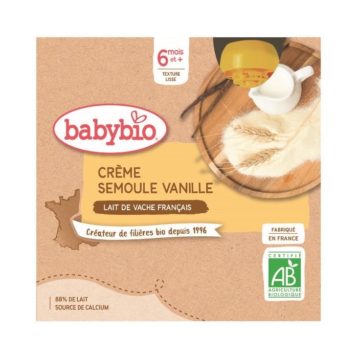 Crème de Semoule à la Vanille BABYBIO 6m+ Bio 4x85g 