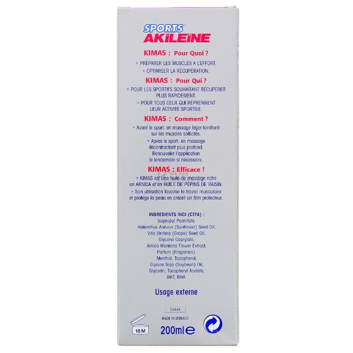 200 ml akileine sports kimas massage a l'arnica