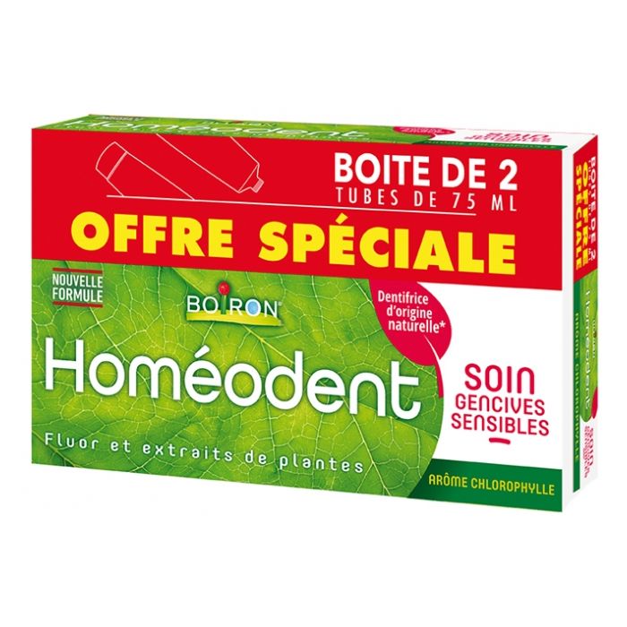 HOMEODENT SOIN GENCIVES SENSIBLES BOIRON GOUT CHLOROPHYLLE 2 x 75ML