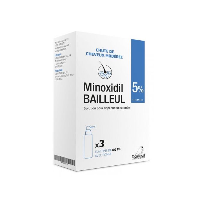 MINOXIDIL 5% solution 3 x 60 ml - Chute de cheveux