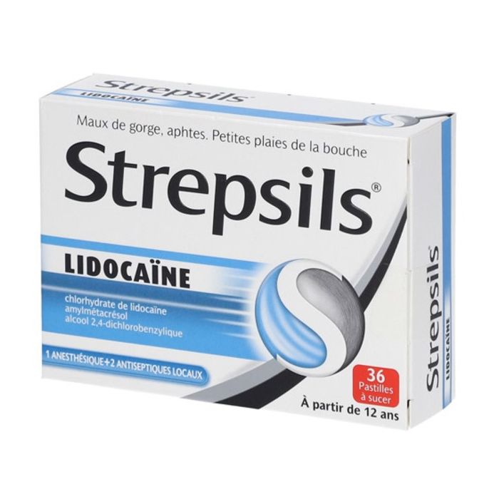 strepsils lidocaine boite 36 pastilles a la menthe