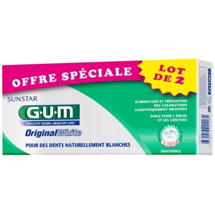 GUM Original White Dentifrice Blancheur 2x75ml
