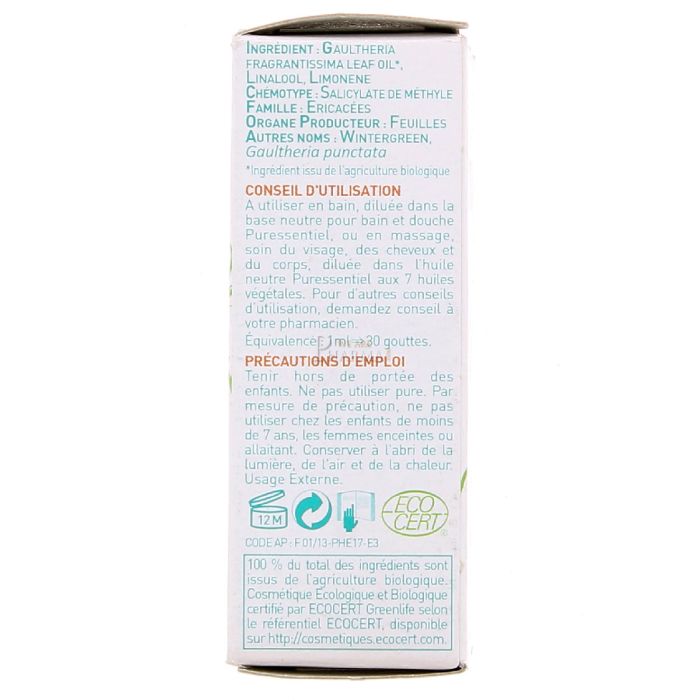  puressentiel huile essentielle de gaultherie 10ml