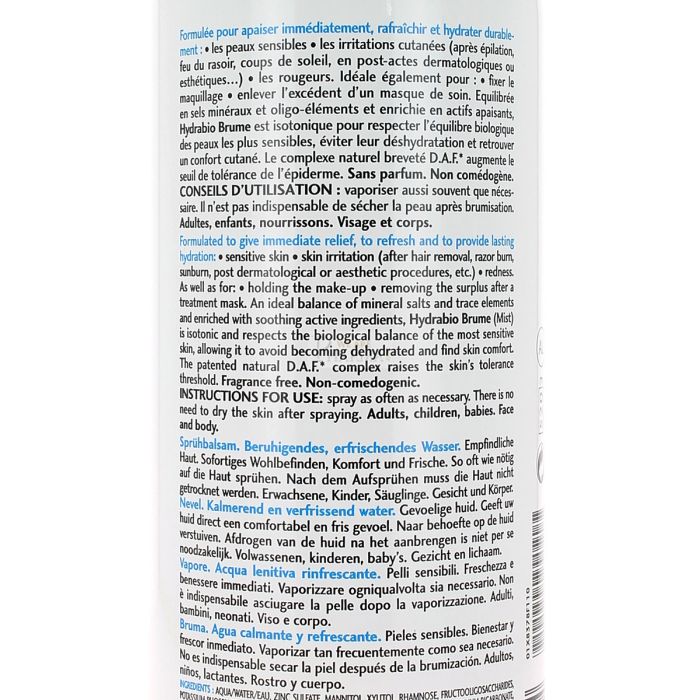 Brume eau apaisante rafraichissante 300ml bioderma hydrabio