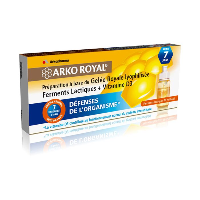 ARKO ROYAL GELEE ROYALE + FERMENTS LACTIQUES + VITAMINE D3 ARKOPHARMA x 7