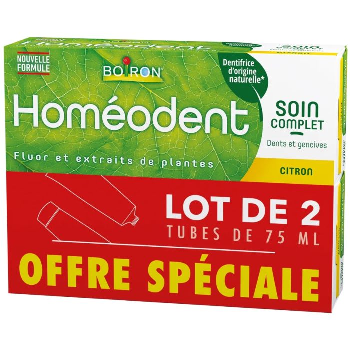 HOMEODENT SOIN COMPLET DENTS ET GENCIVES BOIRON GOUT CITRON 2 x 75ML
