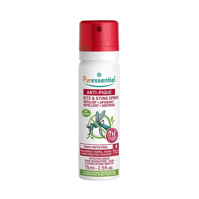 PURESSENTIEL Anti-Pique Spray Répulsif + Apaisant 7H Moustique Tigres 75ml
