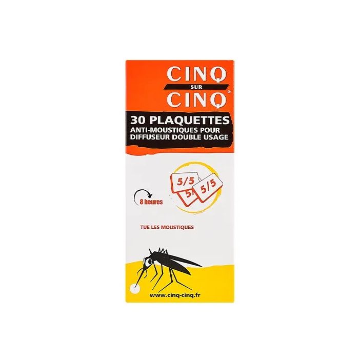 CINQ SUR CINQ PLAQUETTES ANTI-MOUSTIQUES POUR DIFFUSEUR x 30