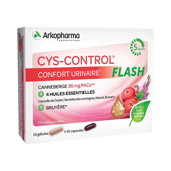 CYS-CONTROL FLASH Confort Urinaire ARKOPHARMA x10 Gelules + 10 Capsules