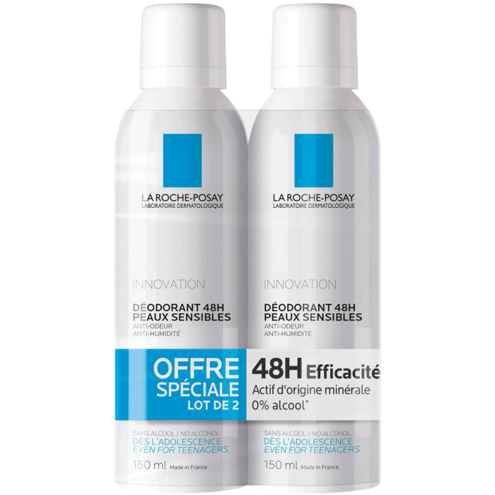 spray deodorant 48h peaux sensibles la roche posay 2x150ml