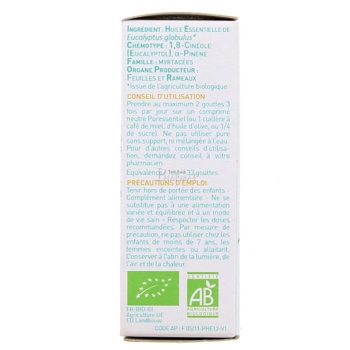  puressentiel huile essentielle d'eucalyptus globuleux 10ml