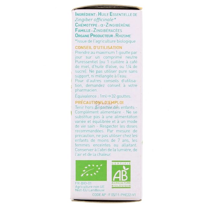  puressentiel huile essentielle de gingembre 5ml