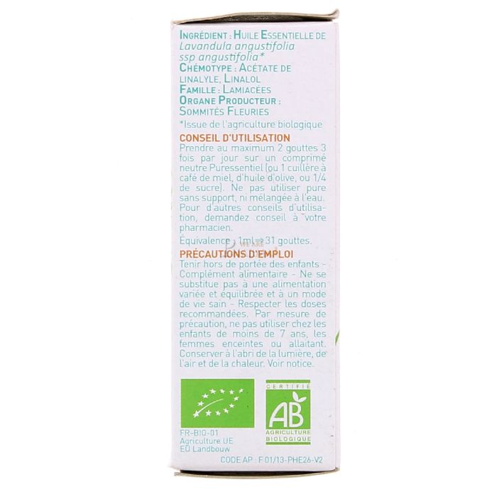 Puressentiel huile essentielle de lavande vraie bio - 10 ml