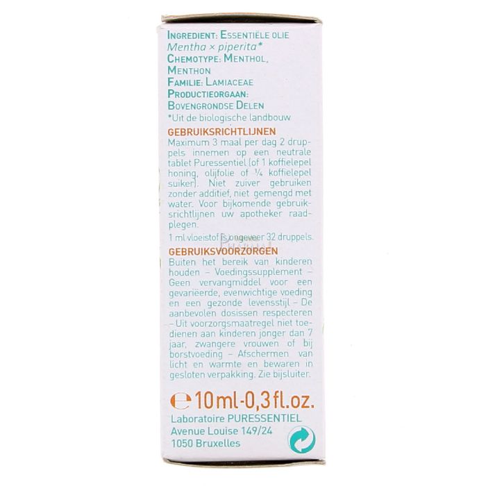 Puressentiel bio 10ml huile essentielle de menthe poivree