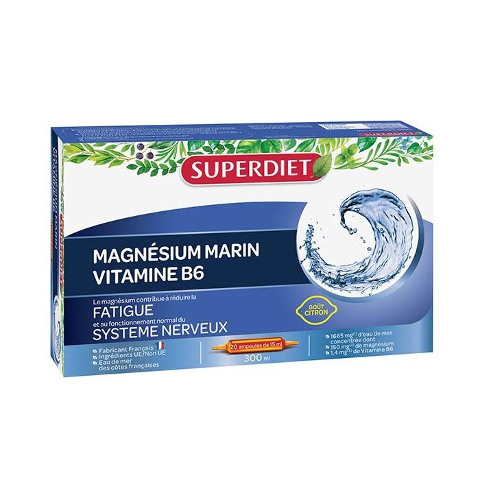 SUPER DIET Magnésium Marin & Vitamine B6 20 ampoules