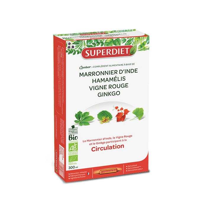 SUPER DIET Quatuor Circulation BIO x20 ampoules