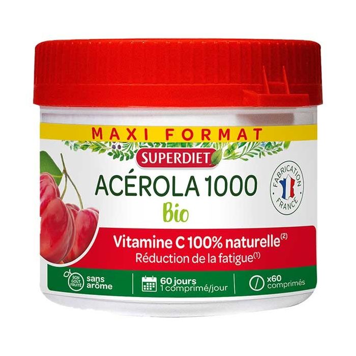 SUPER DIET ACEROLA 1000 VITAMINE C BIO 60 COMPRIMES