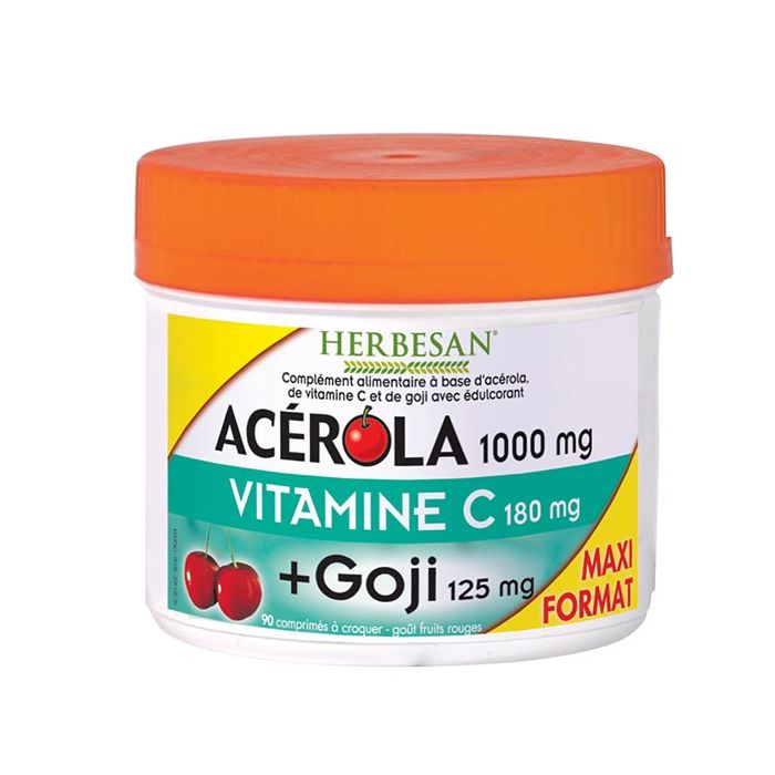 HERBESAN ACEROLA 1000 VITAMINE C 180MG + GOJI 125MG 90 COMPRIMES
