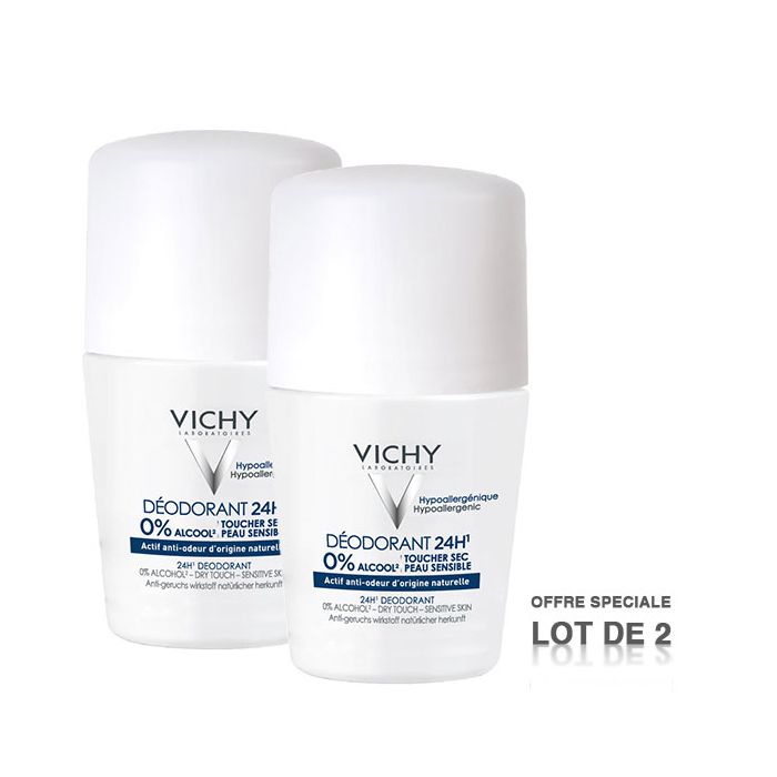 Roll-on toucher sec 2x50ml Vichy deodorant 24h