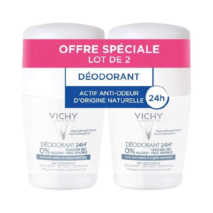 VICHY Déodorant 24H Toucher Sec Roll-On 2x50ml