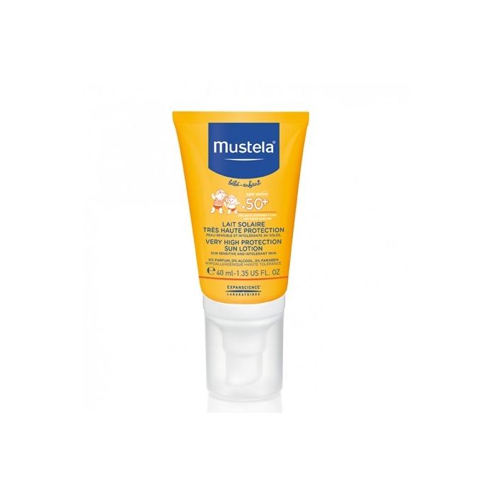 mustela lait solaire tres haute protection spf50+ 40ml pour bebe enfant