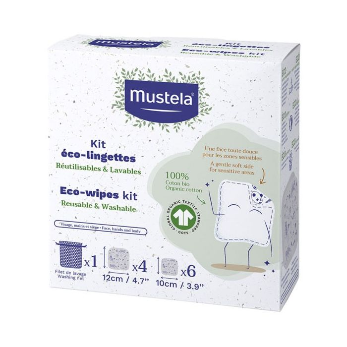 Lingettes lavable x10 + 1 filet de lavage Mustela kit eco 