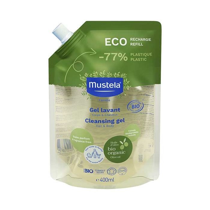 Mustela 400ml gel lavant bio éco recharge