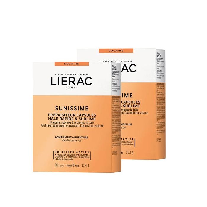 LIERAC SUNISSIME BRONZAGE RAPIDE ET SUBLIME 2x30 CAPSULES contenance