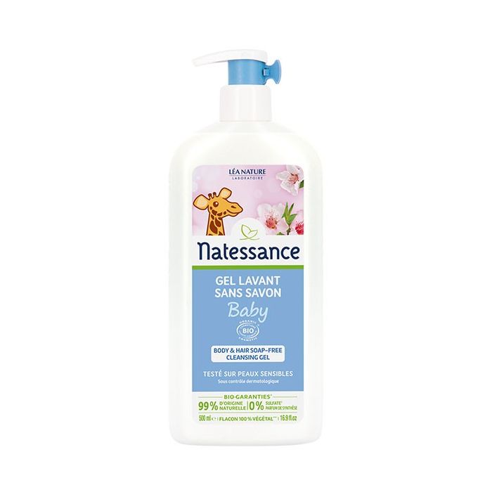 NATESSANCE Baby Gel Lavant SANS SAVON Cheveux et Corps 500ml